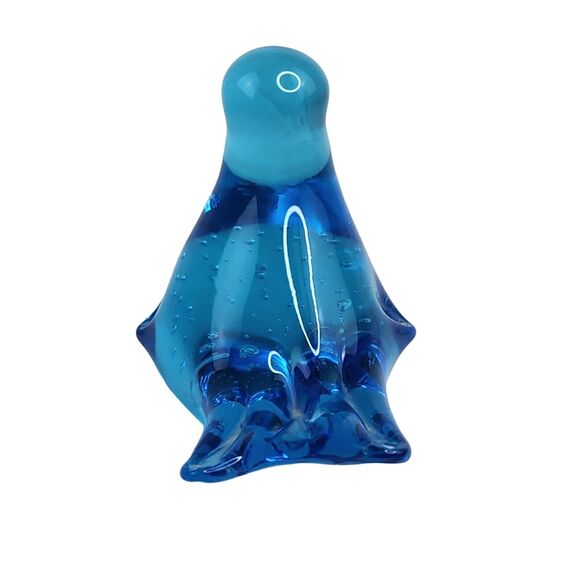 Vintage Art Glass Controlled Bubble Blue Bird Paperweight Figurine - Picture 5 of 7